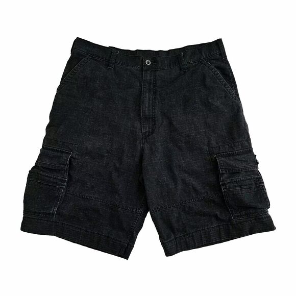 Vintage Levis Mens 38 Squad Cargo Shorts Flap Pockets Black Baggy Skater 90s Y2K - Picture 1 of 7
